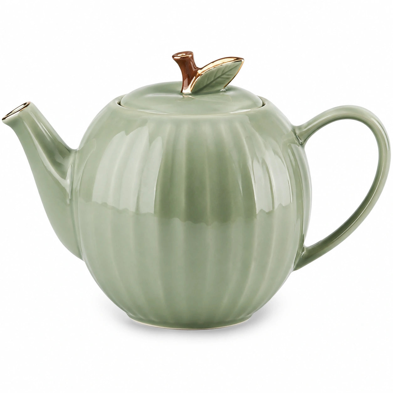 Teiera in ceramica 1.00 L verde salvia con coperchio decorativo