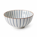 Ciotola 20 cm in ceramica bianca e blu a righe per servire
