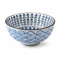 Ciotola in ceramica 20 cm bianca e blu con motivi geometrici per servire