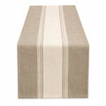 Runner da tavola 180 x 40 cm in tessuto beige e avorio a righe stile rustico