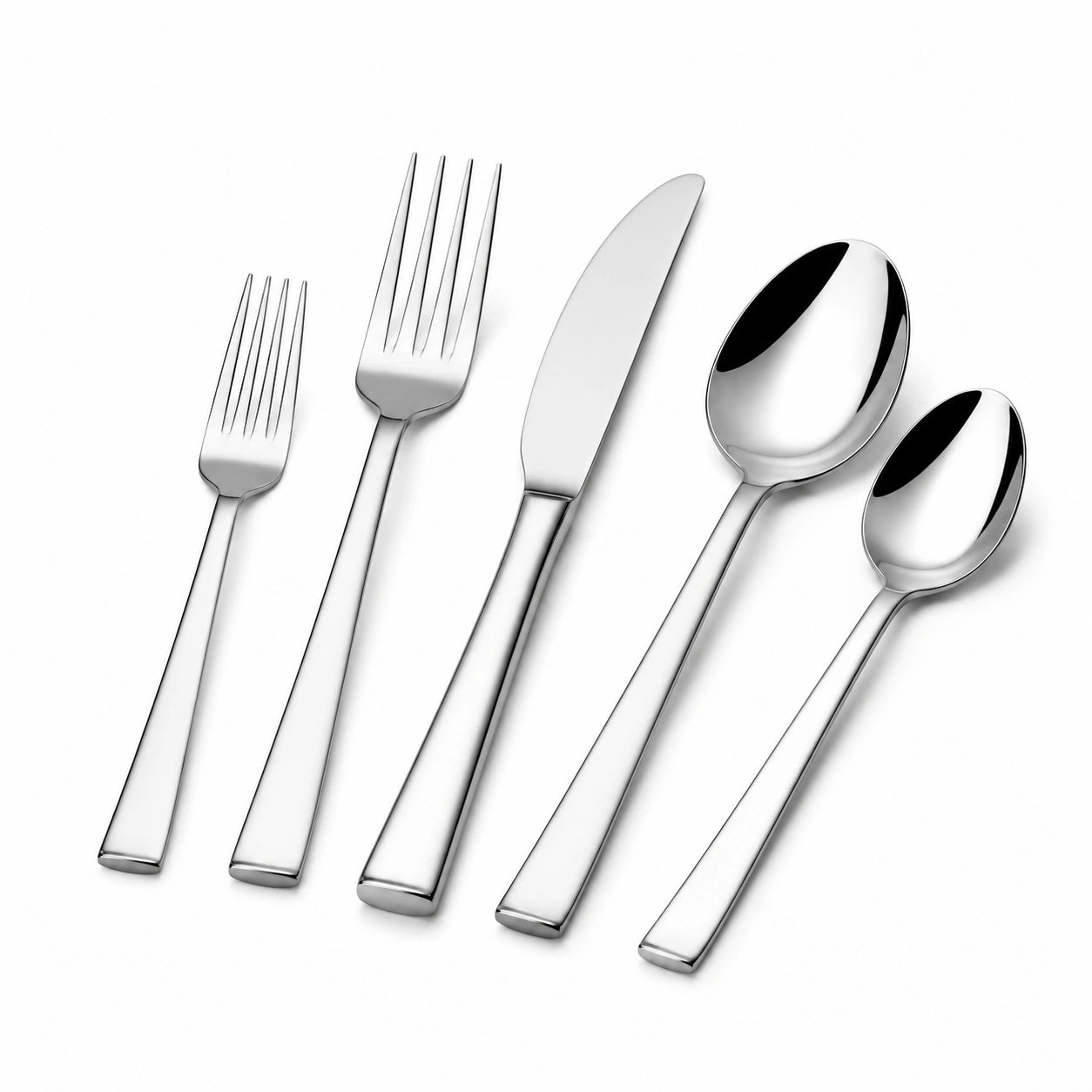 Set posate 5 pezzi in acciaio inox argento lucido per 1 persona
