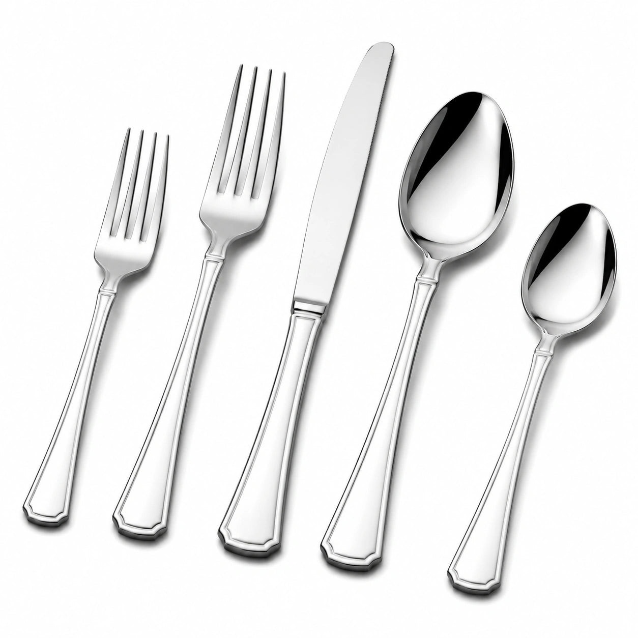 Set di posate 5 pezzi in acciaio inox argento 20 cm per tavola stile classico