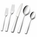 Set di posate 5 pezzi in acciaio inox argento - servizio da tavola essenziale 20 cm
