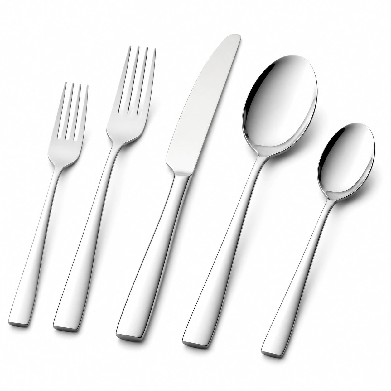 Set di posate 5 pezzi in acciaio inox argento - servizio da tavola essenziale 20 cm