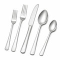Set di posate 5 pezzi 14-23 cm in acciaio inossidabile argento con manici martellati