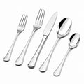 Set posate 5 pezzi in acciaio inox argento lucido per tavola
