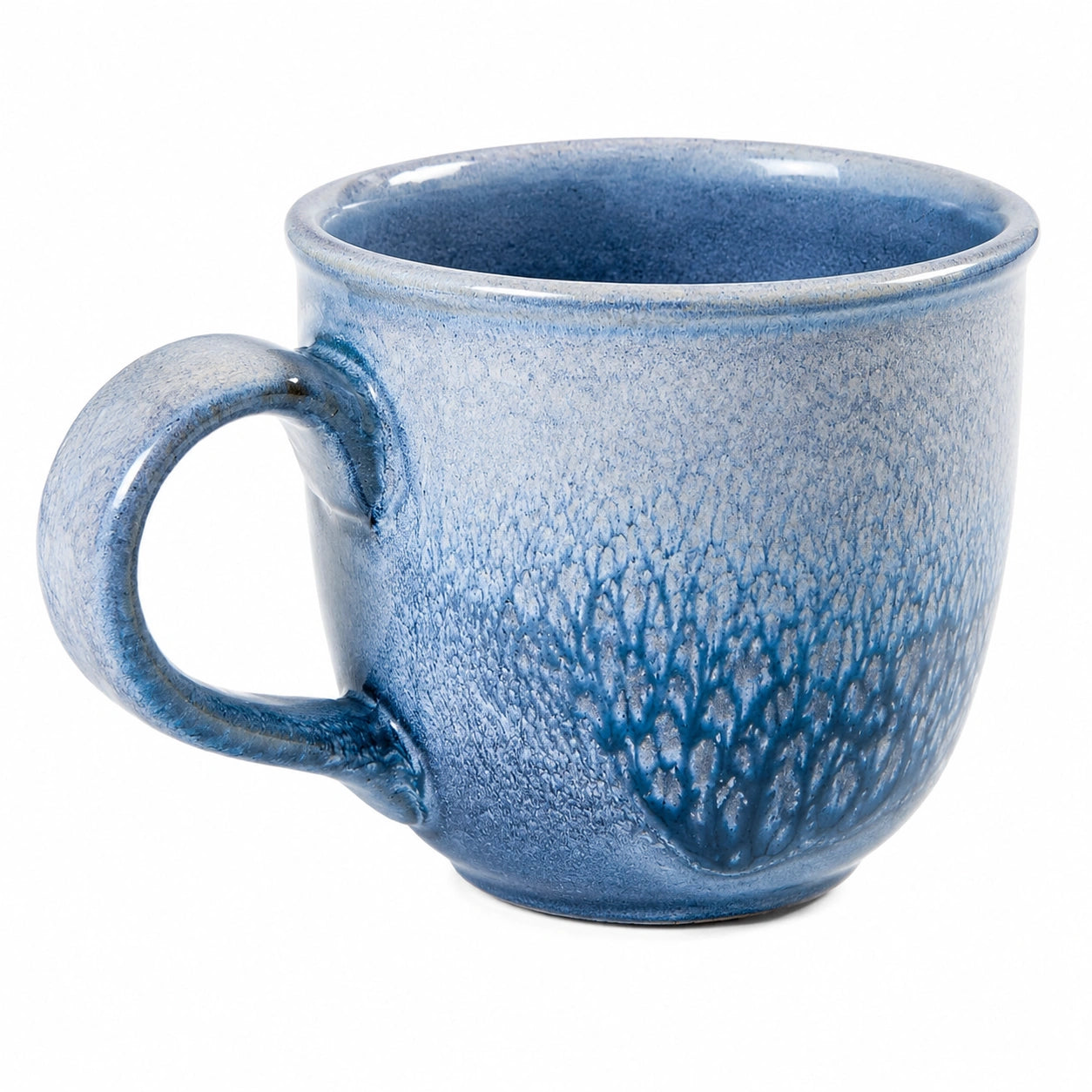 Tazza in ceramica 350 ml blu smaltata con manico - stile rustico