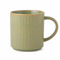 Tazza in ceramica 350 ml verde con rilievi verticali per bevande calde e fredde