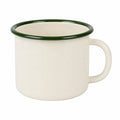 Tazza 450 ml in ceramica panna e verde scuro con bordo smaltato