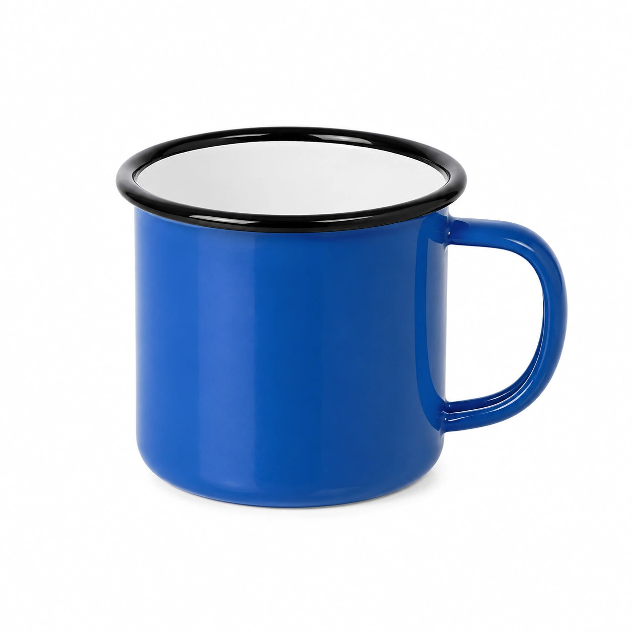Tazza smaltata 8 cm blu in acciaio per bevande calde stile retrò
